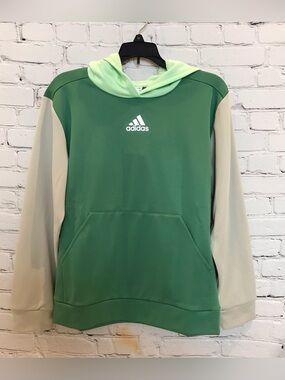 Boys Adidas Green Colorblock Hoodie size Large NWT